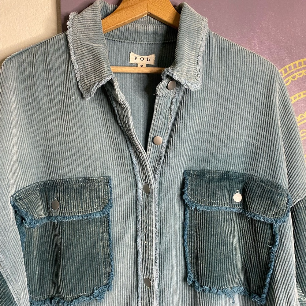 Pol Green Patchwork Corduroy Shacket - image 4